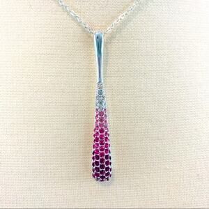 Pink rhinestone gradient silver long tear drop